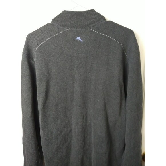 Tommy Bahama Men's Mock 1/4 Zip Grey White Stitched Pullover Sweater. Size XXL* - Picture 13 of 14
